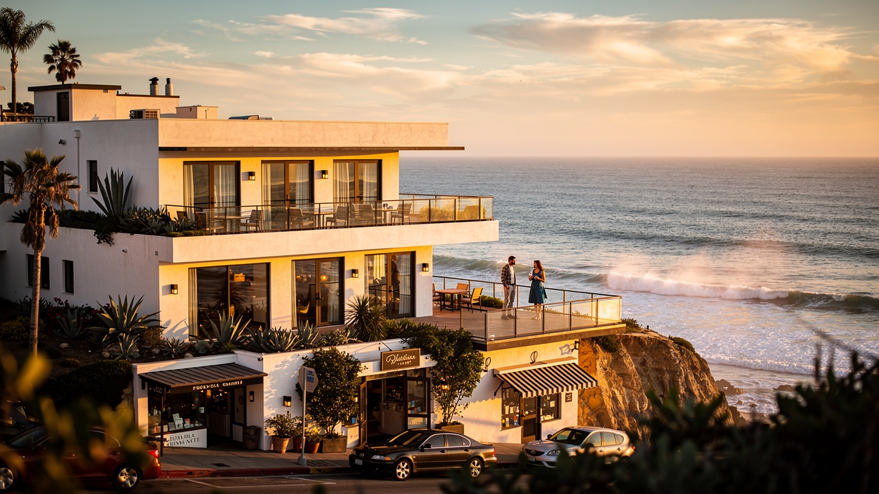 La Jolla boutique hotel near Carlsbad with golden hour Pacific Ocean views on Prospect Street