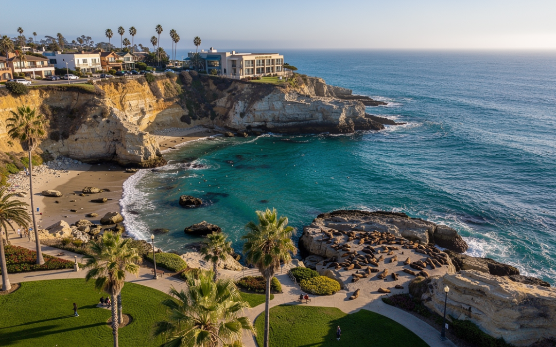 Boutique hotel steps from La Jolla Cove with sea lion rocks and Pacific Ocean views