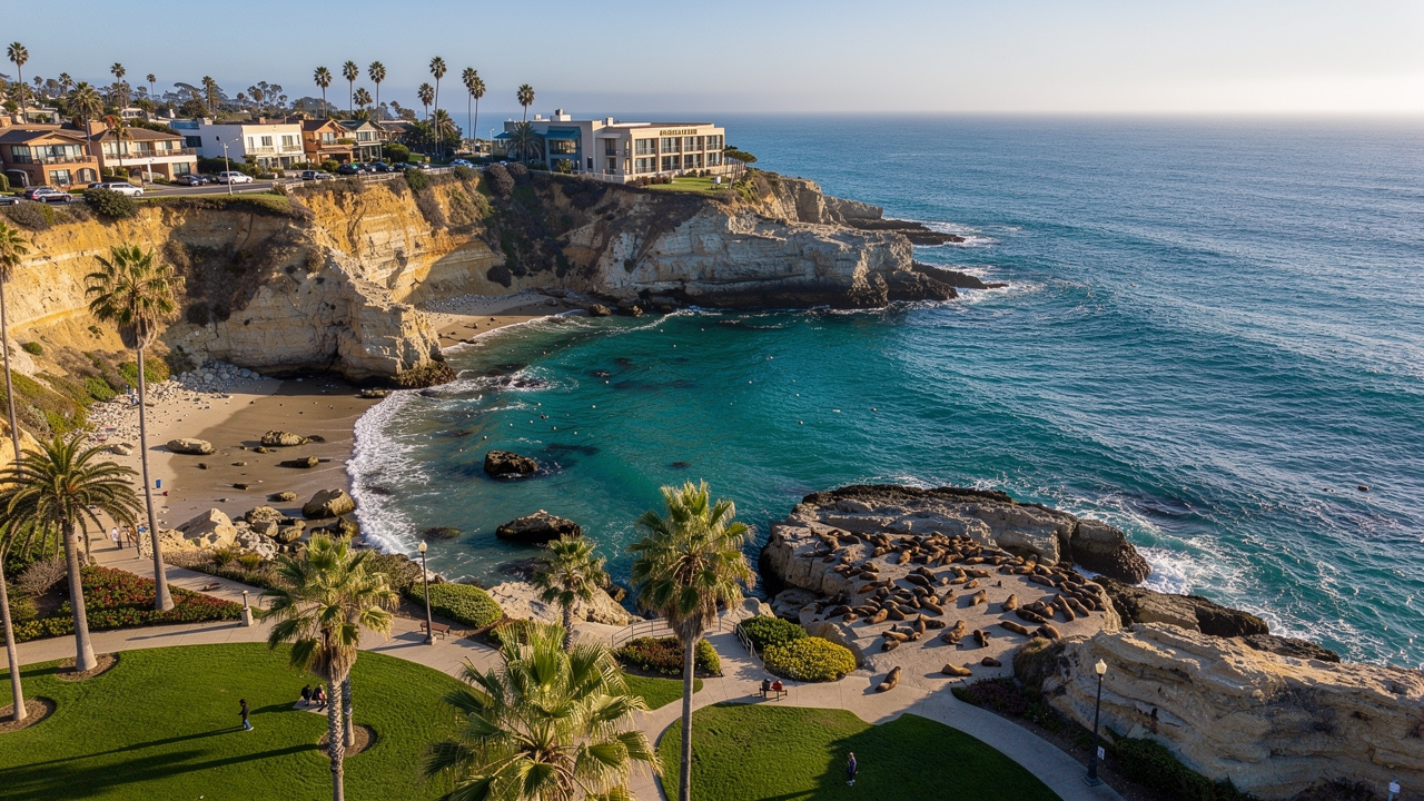 Boutique hotel steps from La Jolla Cove with sea lion rocks and Pacific Ocean views