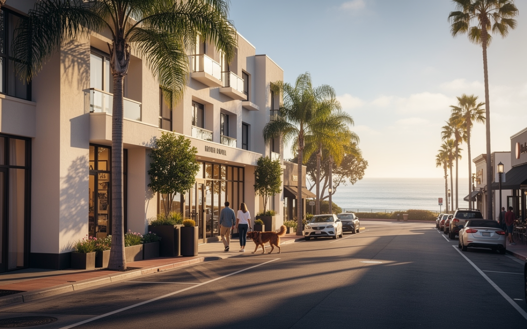 Pet-friendly boutique hotel near Hillcrest in La Jolla with ocean views at end of street